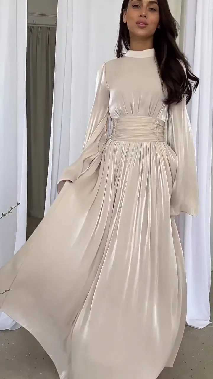 Muslim Dresses Women Eid Ankle Length Maxi Dress Kaftan Dubai Arab Gorgeous Vestidos Loose Fit Party Spring Prom Folds 2025 X250514