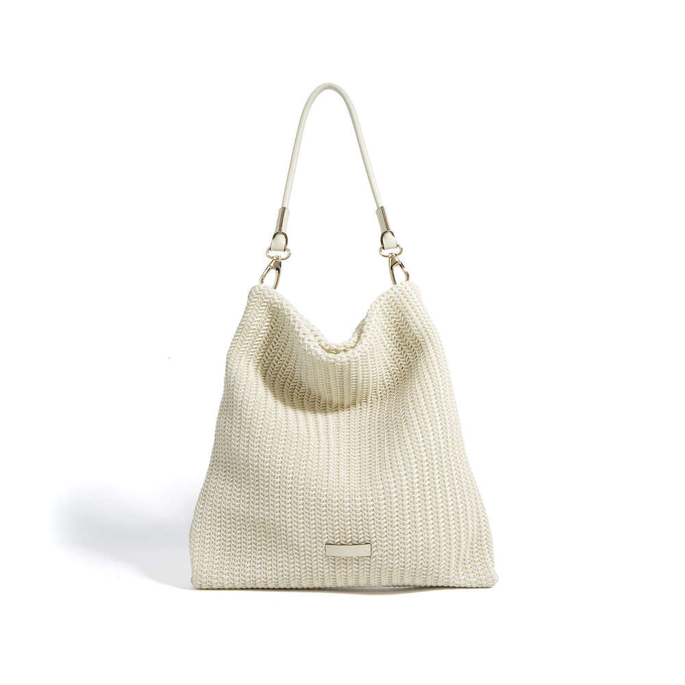 2025 Summer New Knitted Tote For Women Large Capacity Work Simple Commuter Single Shoulder Crossbody Bag
