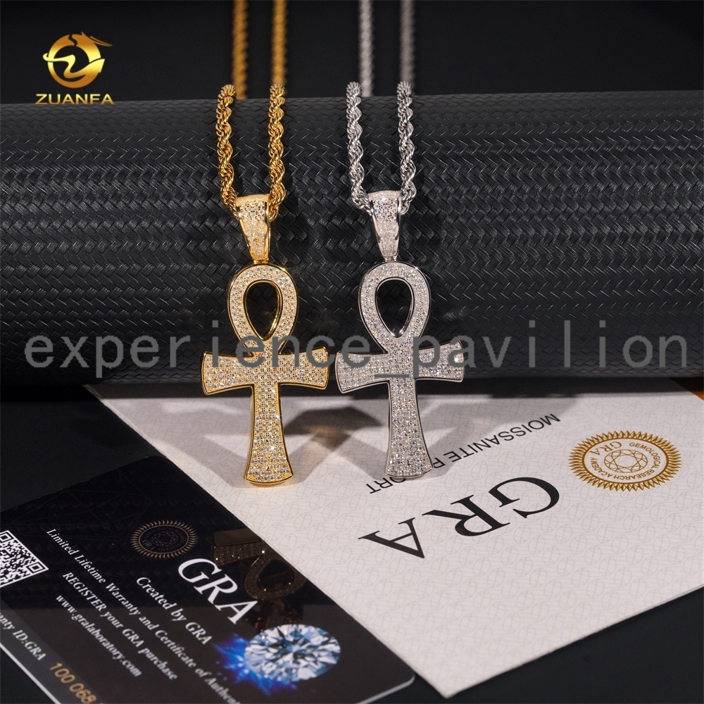 Silver 925 Fine Jewelry Custom Vvs Moissanite Hip Hop Iced Out Jewelry Necklace Cross Pendant