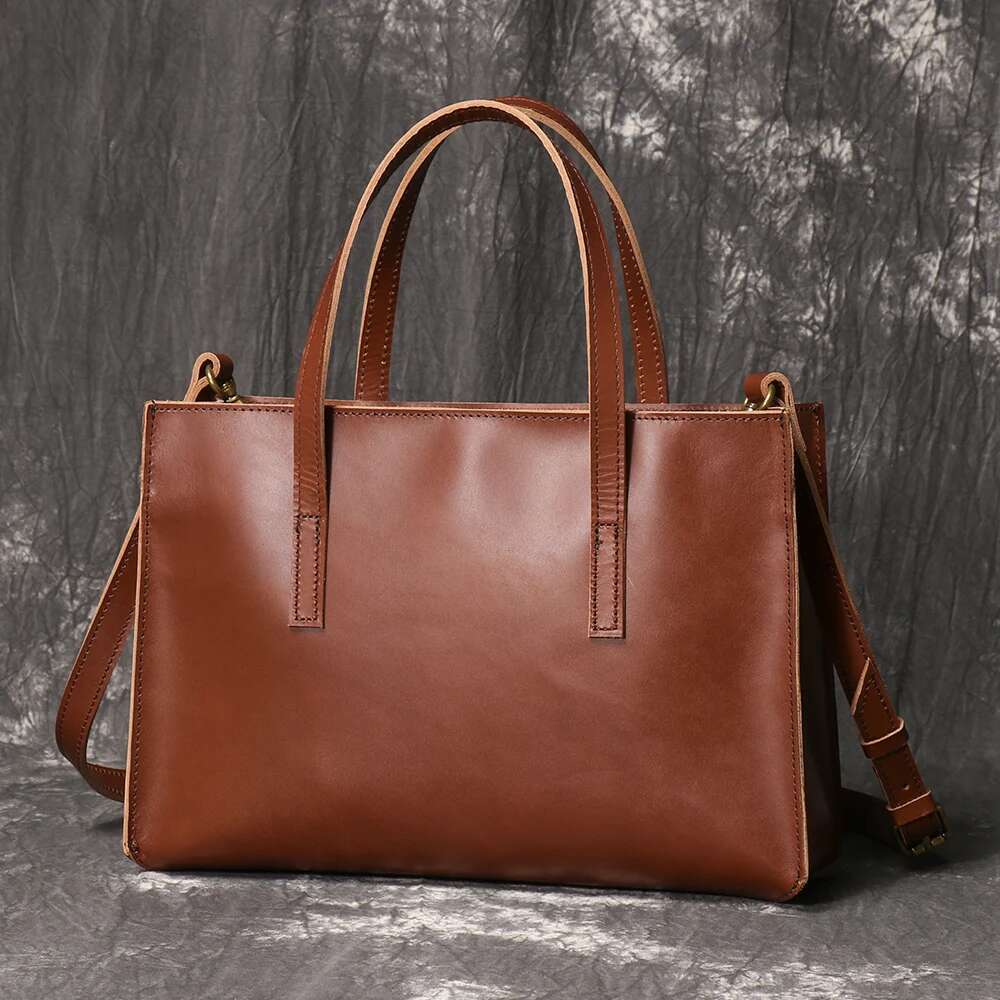 LUOKIR Genuine Leather Women's Handbag, Top Layer Cowhide Shoulder Crossbody Bag,Simple And Versatile Small Square Bag For Women