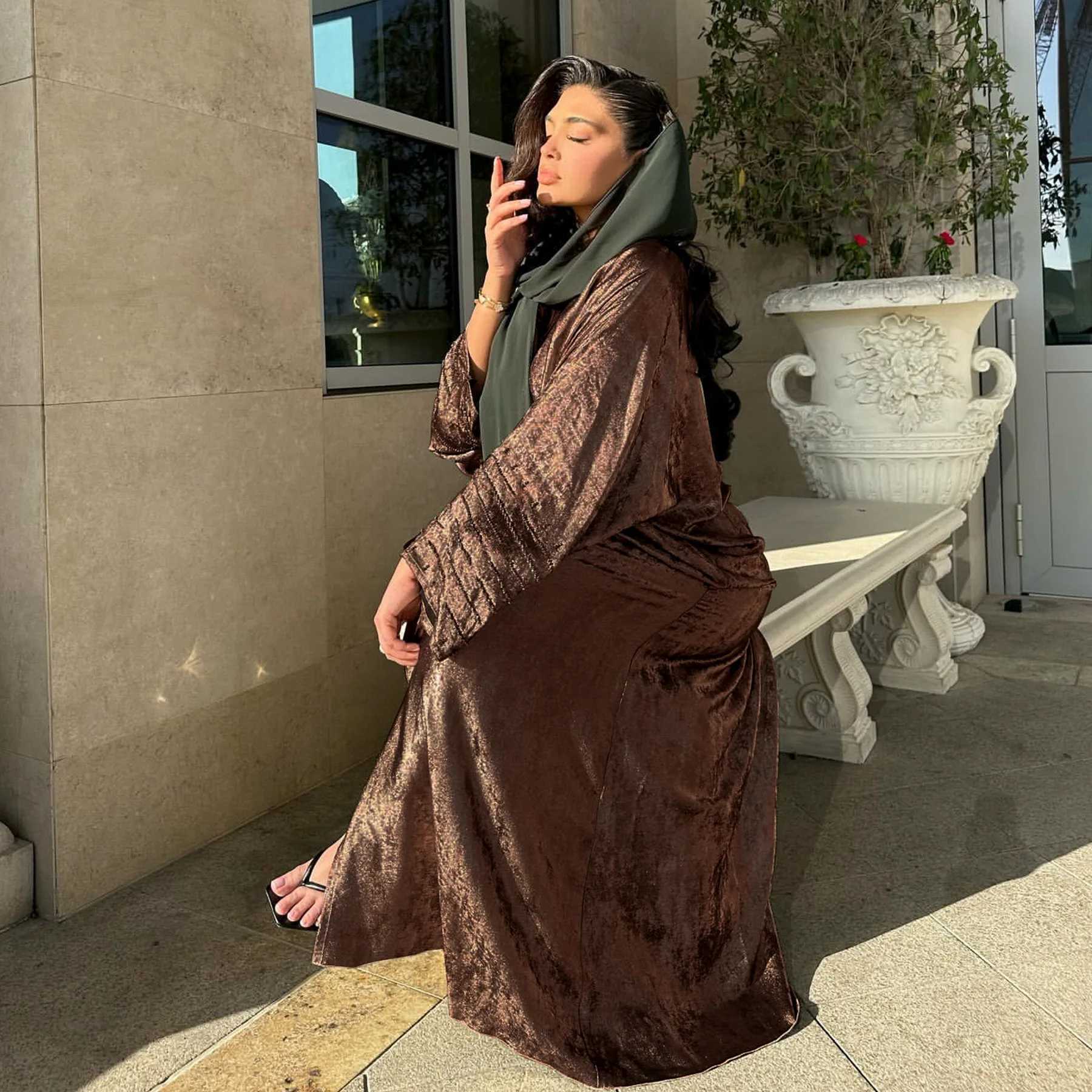 Elegant Saudi Arabia Muslim Modest Cardigan for Women Eid Dubai Kimono Abaya Dress Luxury Islamic Clothing Turkish Robe Ka X250514