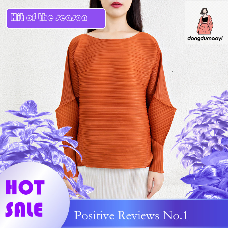 dongdumaoyi Miyake Design Irregular Top Women's Spring Autumn Style Simple and Loose Large Size Concealed Belly Reducing Wrinkle T-shirt