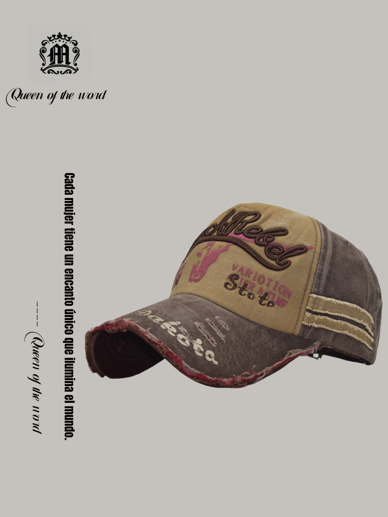 queen of the word 2 High-grade washed and distressed coated baseball cap Bull head embroidered hat sun hat