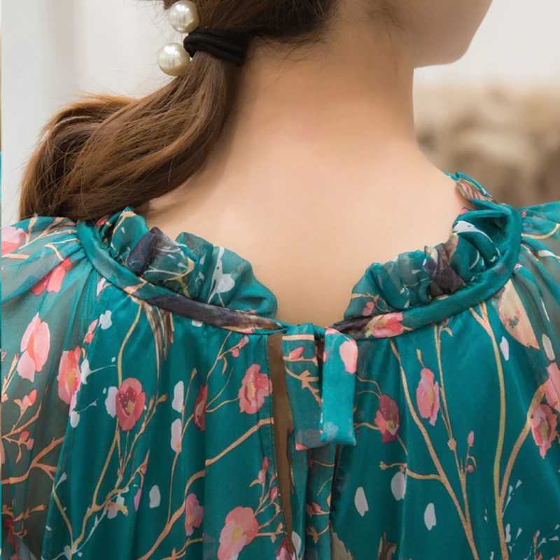 2024 Boho Floral Print Party Dress Women Vestidos Elegant Fashion Loose Chiffon Long Slve Muslim Abaya Islamic Clothing Robes X250514
