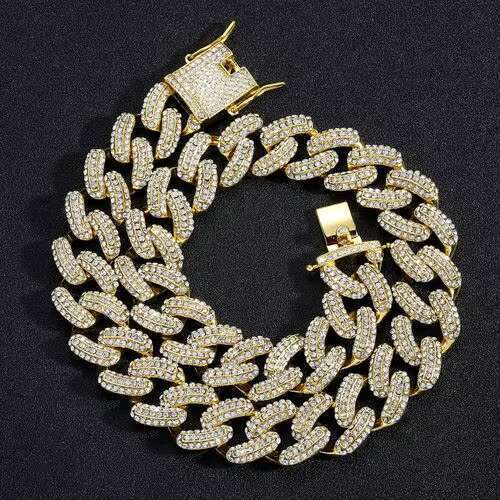 Gold bracelet anklet with chilled Cuban chain, hip-hop men's necklace, moissanite accessories