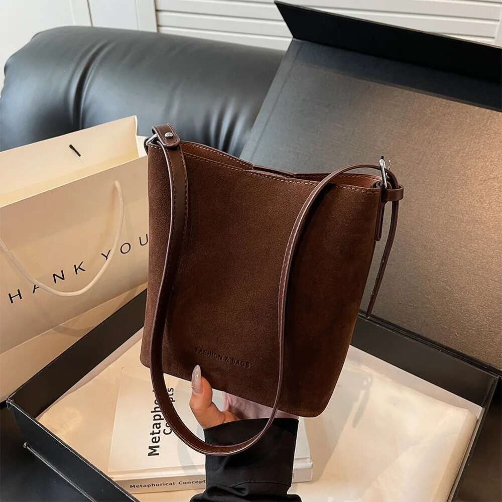Trendy Women Fashion Lady Casual Leather Shoulder Bag Soft Underarm Pack Female Suede Tote Bucket Handbag For Girls