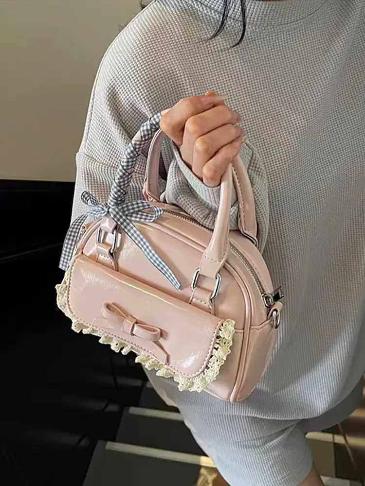 Luxury Designer Brand Mini Square Crossbody Bag For Wen 2025 New Sweet Bow Lace Handbag Fi PU Leather Shoder Bag Z250514