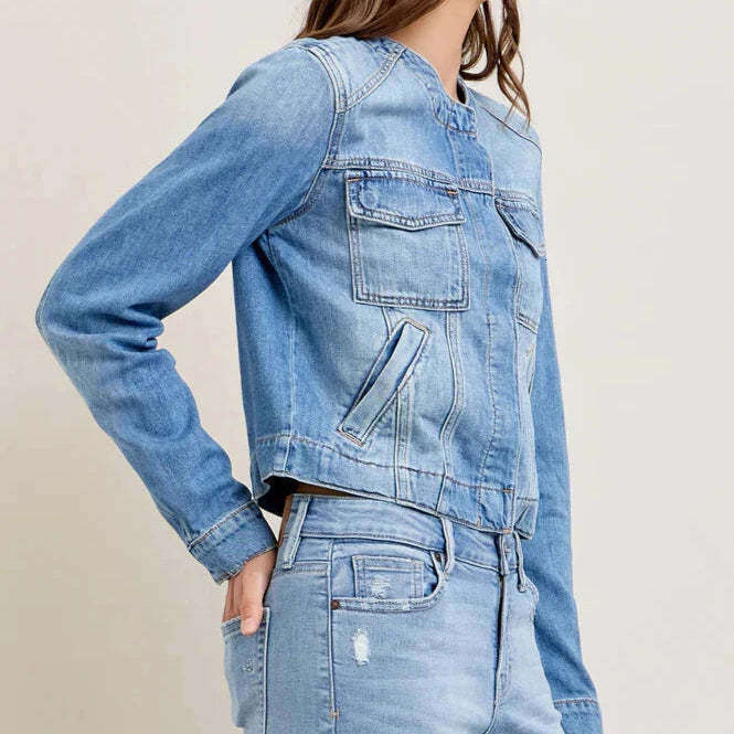 Coats Tweed Jacket Jackets Designer Women Women Spring 2025 New Slim Fit Short Sleeved Workwear with Multiple Pockets Denim Jacket for Women Autumn Dr