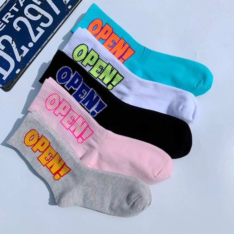 Designer Socks OPEN Men S And Women S Mid Tube Trendy Ins Haruku Hip Hop Street Academy Style Skateboarding Long Socks Sports Socks