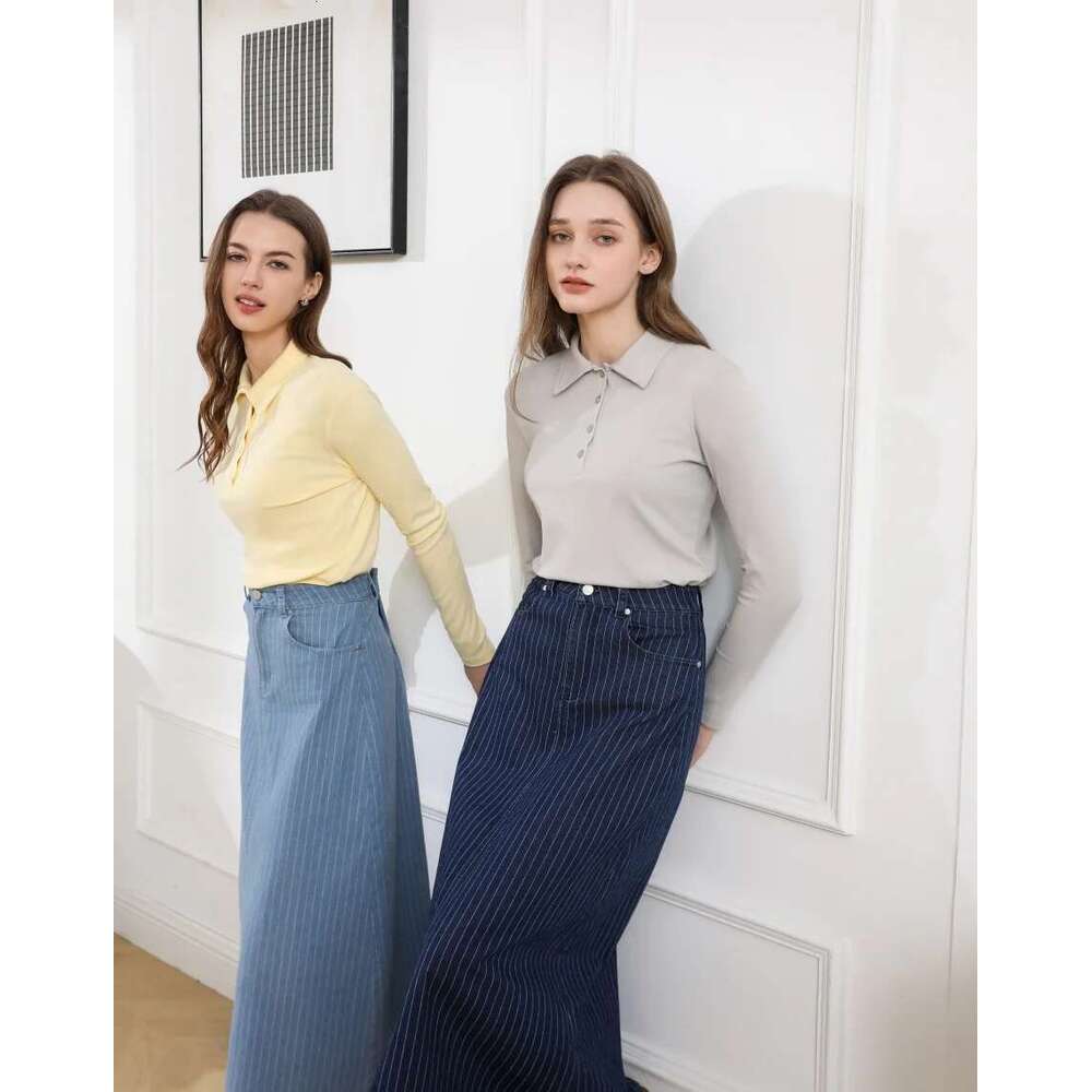 AS 2025 Pinstripe Denim Skirt Fashion Woman Clothes Lady Wear