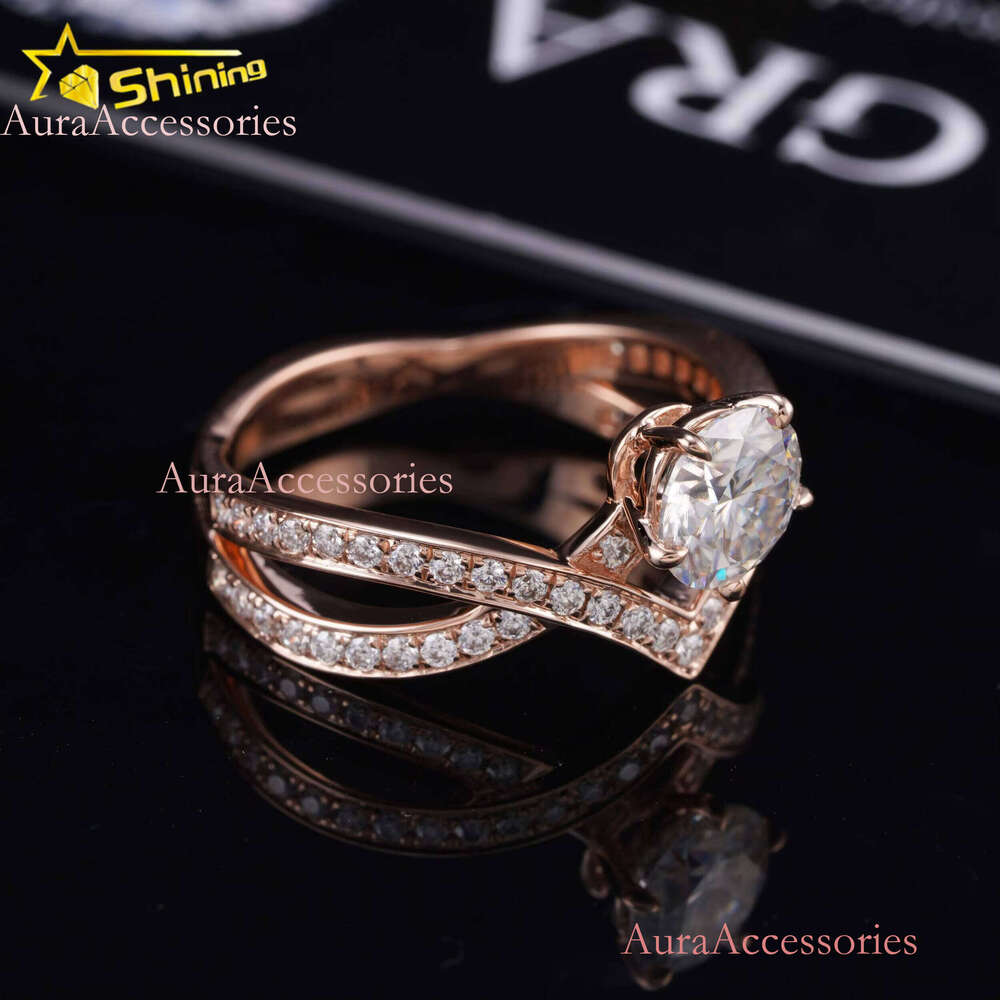 High Quality Handmade Wedding Band Design 14K Gold Lab Grown Dia Jewelry Women Real Moissanite Ring