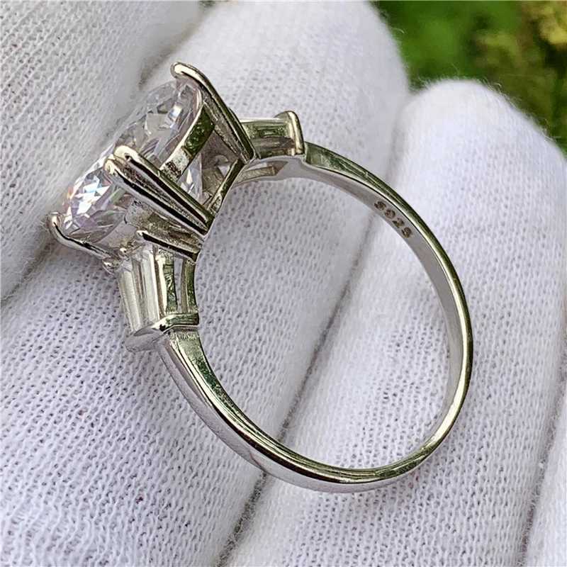 Solitaire 4ct Lab Diamond cz Ring 925 sterling silver Promise Engagement Wedding band rings for women men Fine Party JewelryXJ250514