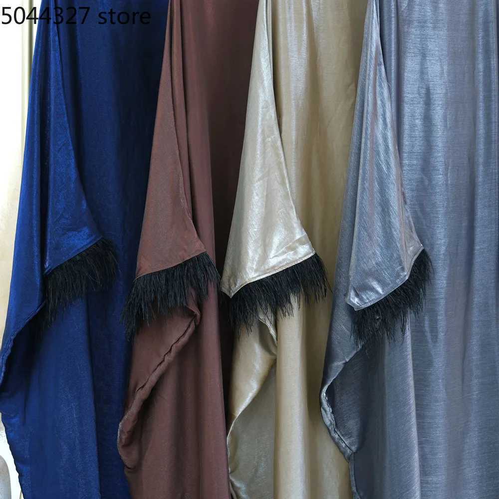 Closed Abaya Slves with Feather for Muslim Women Luxury Abayas Dress Islamic Clothing Saudi and Dubai X250514