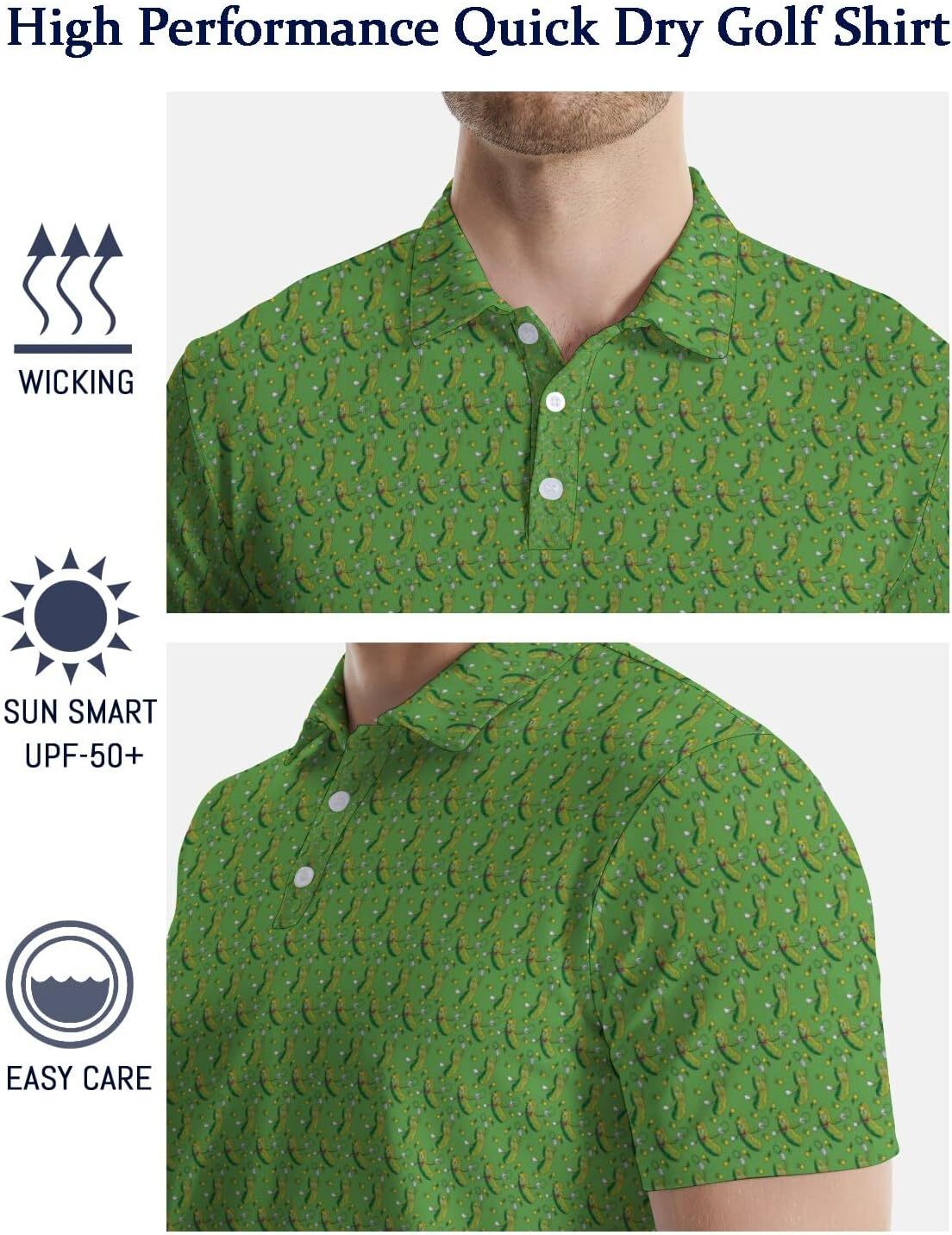 Mens Polo shirt Golf Shirts for Men Funny Golf Polo Shirts Short Sleeve Polo Shirts Moisture Wicking Performance Golf Outfits