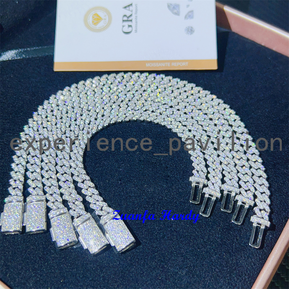 Fine Jewelry Women Micro Paved Cuban Bracelets D VVS Lab Diamond Cuban Link Chain Iced Out 925 Silver Moissanite Cuban Bracelet