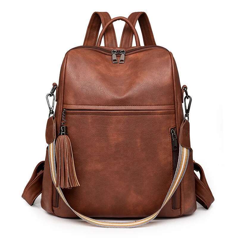 Leather Purse For Women Designer Travel Backpack Purses PU Fashion Ladies Shoulder Bag With Tassel