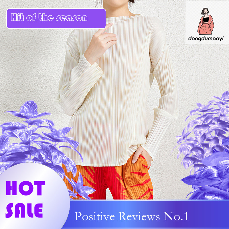 dongdumaoyi Miyake basic pleated top 2025 Spring and Autumn new Korean version slim fit half high neck striped long sleeved T-shirt
