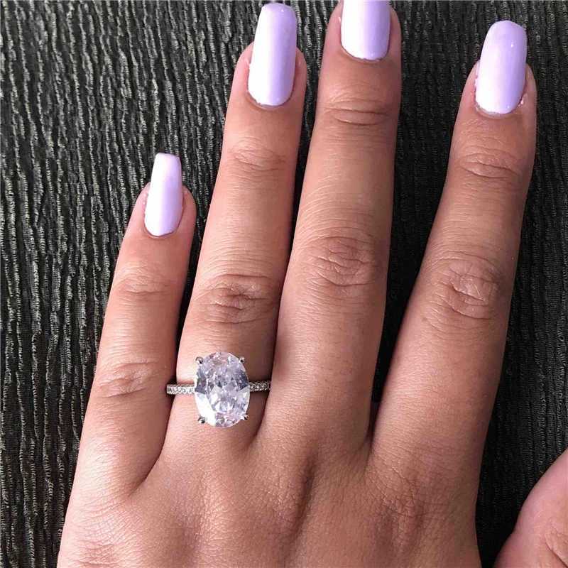 Female Fine ring 925 Sterling silver oval cut 5ct AAAAA Cz stone Engagement Wedding Band Rings for women Bridal Party JewelryXJ250514