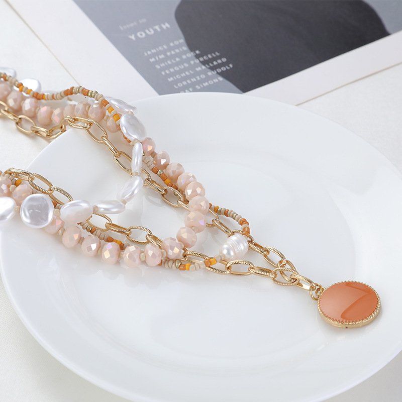 alloy necklace with multiple layers and directly sold Crystal pearl necklaces