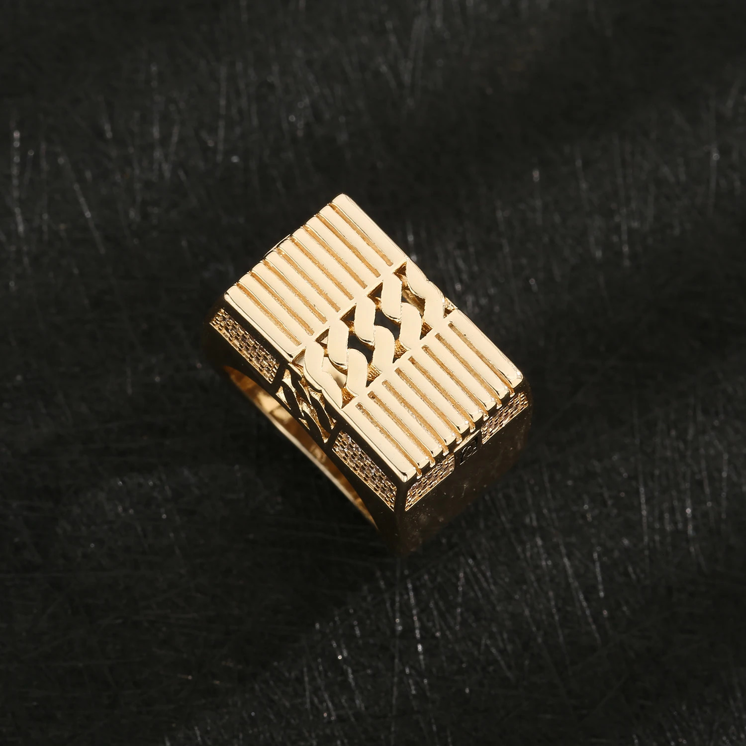 Elegant chain Cuban ring 14K brass ring party elegant mens ring 7/8/9 punk ring 250509