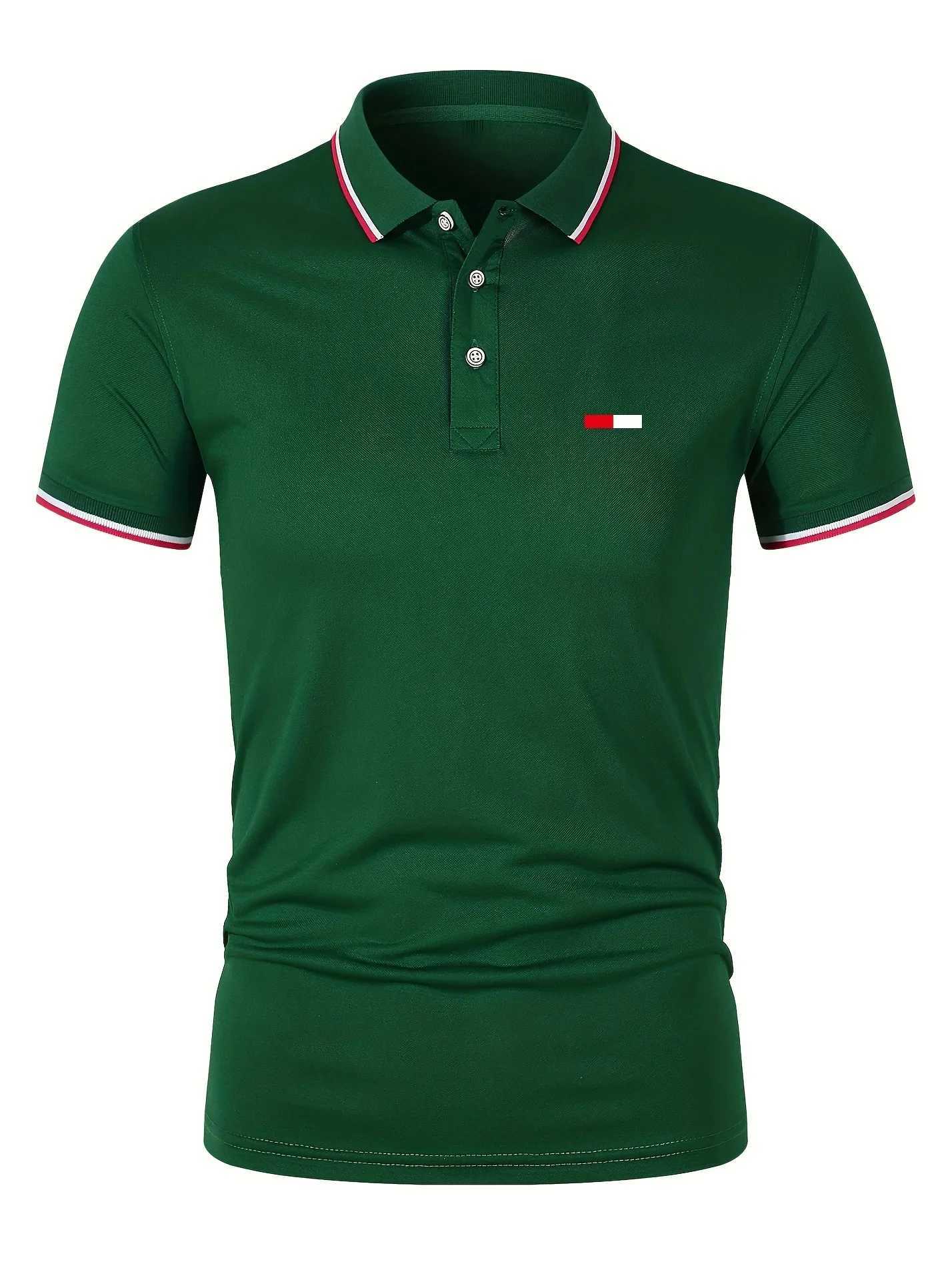 Mens 100 cotton summer casual fashion loose plus size flag pattern printed lapel short slved polo shirt top travel outfit X2505141