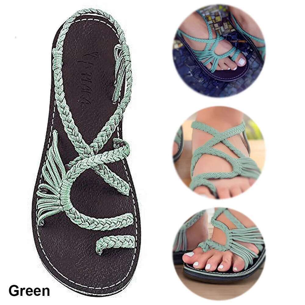 Strappy Braided Comfortable Rope Bohemian Open Toe Dress Sandals Women for Beach Poolside Travel Camping