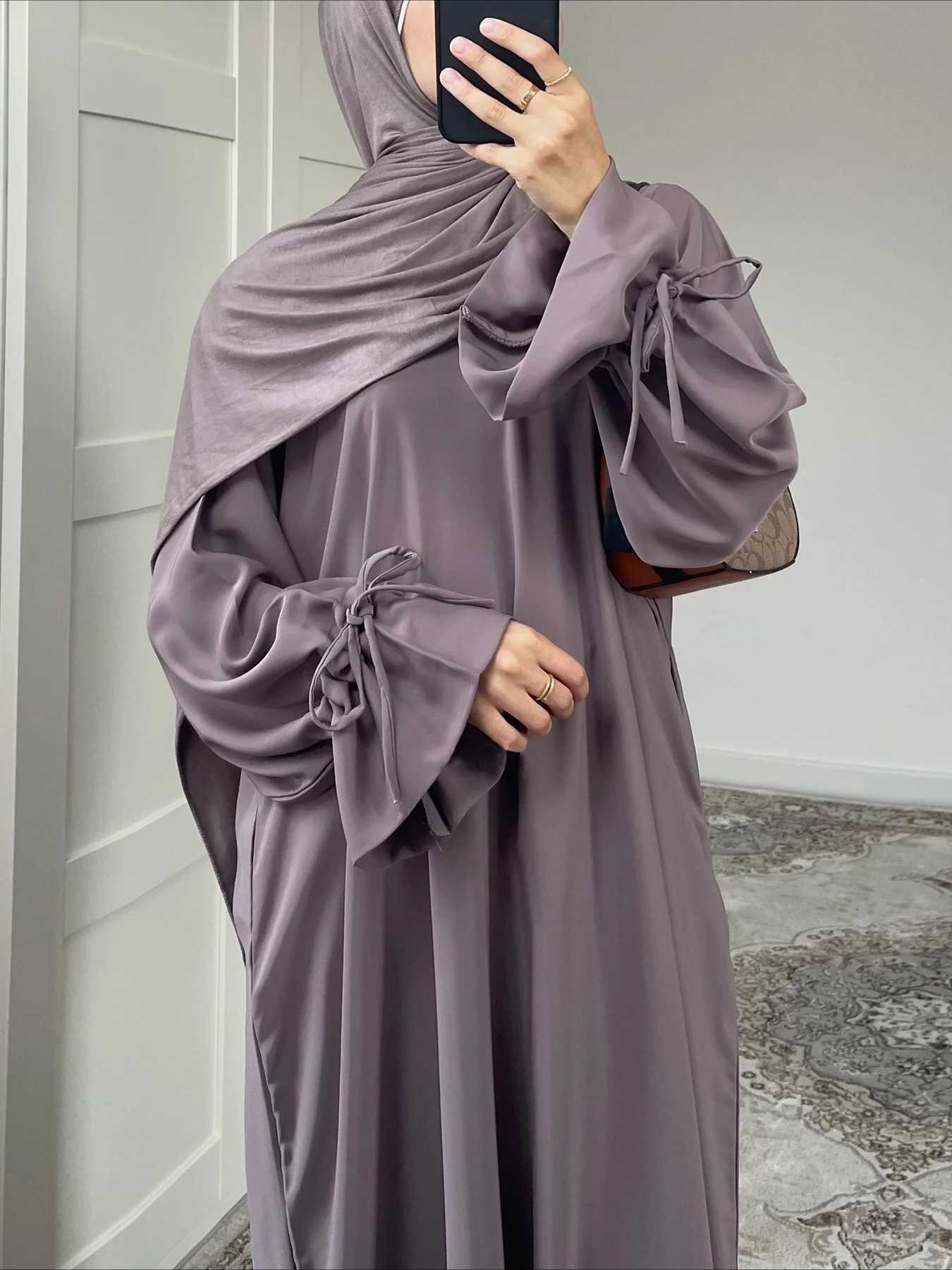 Eid Muslim Dress for Women Abaya Bow Jalabiya Ramadan Lace Up Vestidos Largos Islam Arab Long Robe Morocco Dubai Kaftan 2025 X250514