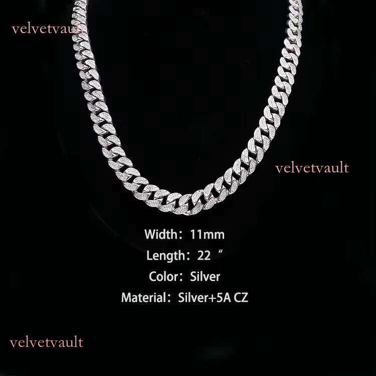 High quality men's necklace, hip-hop ice out CZ pure sier Cuban chain necklace