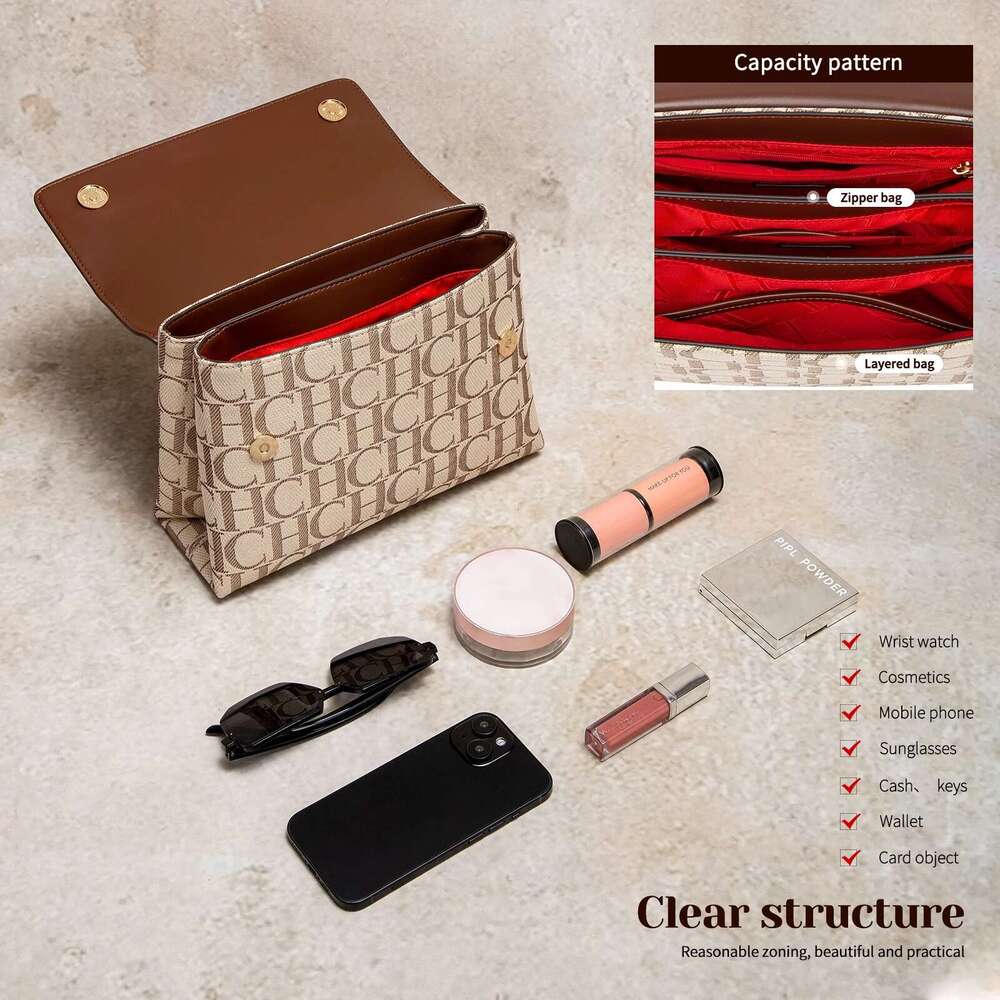 CHCH Shoulder Bag High Quality New Retro Splicing Handbag For Women's Commuting 250513