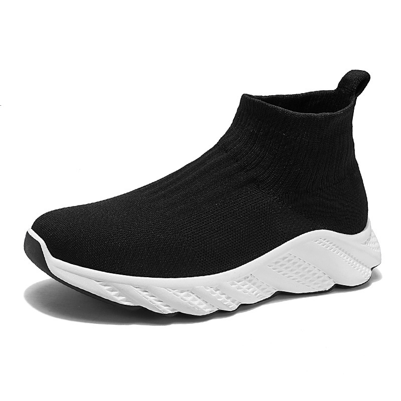 Black High Top Sock For Men Flying Woven Mesh Casual Shoes Casual Shoes Spring Plus Size Sports Trendy Shoes Ddmysaturn