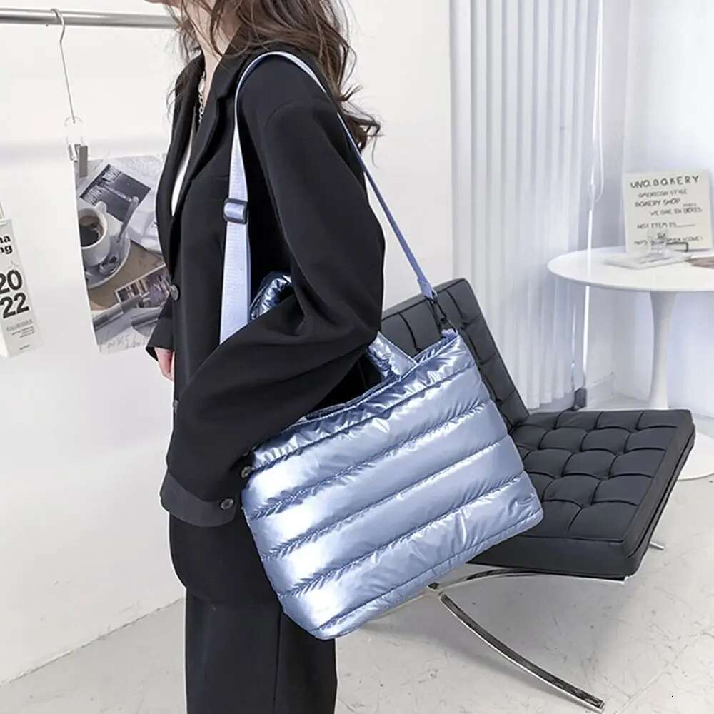New Puffer Tote For Women Quilted Puffy Lightweight Cotton Padded Shoulder Bag Down Padding Crossbody Handbag