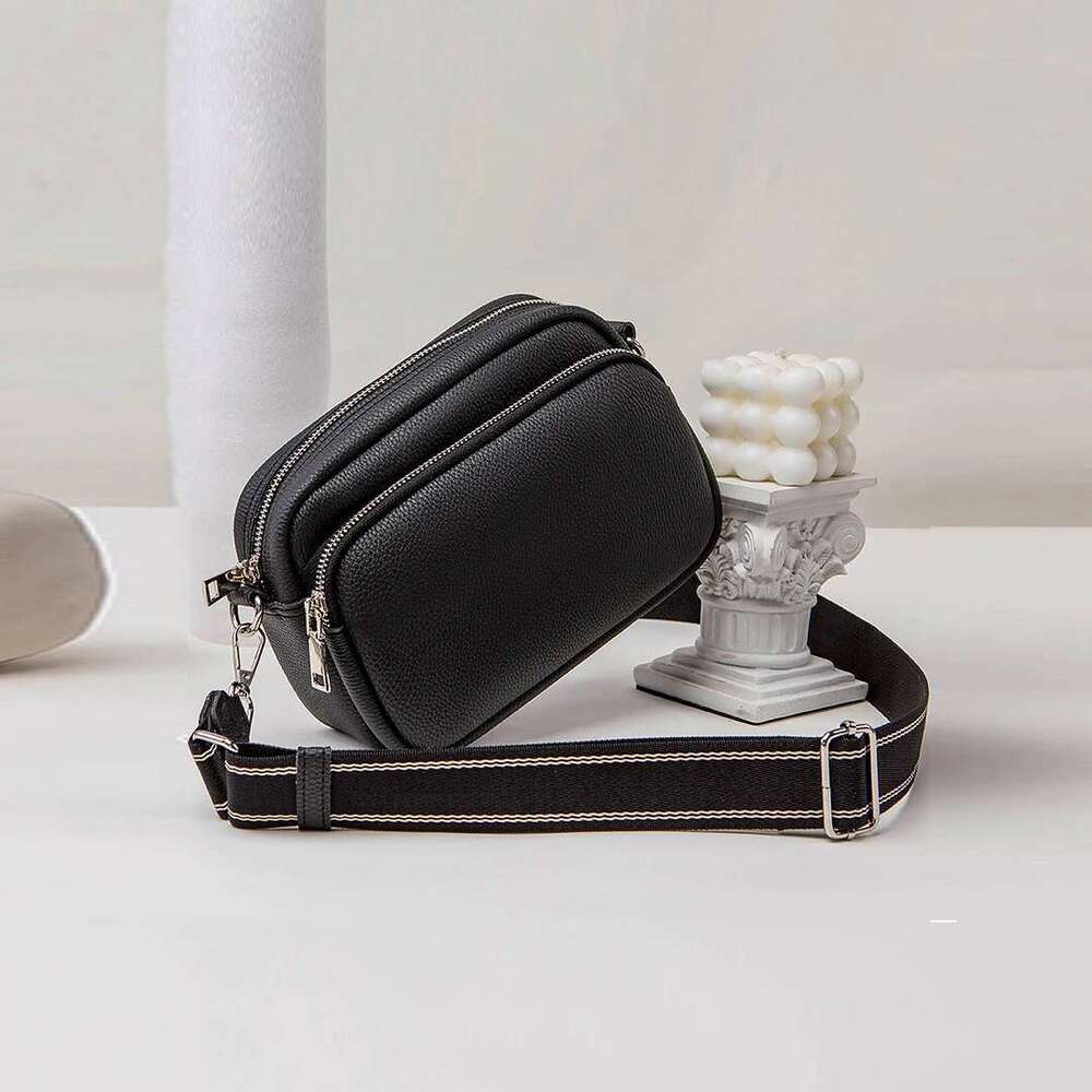 New Lychee Pattern Square Comfortable Weaving Style Wide Strap Small Single Shoulder Crossbody Bag