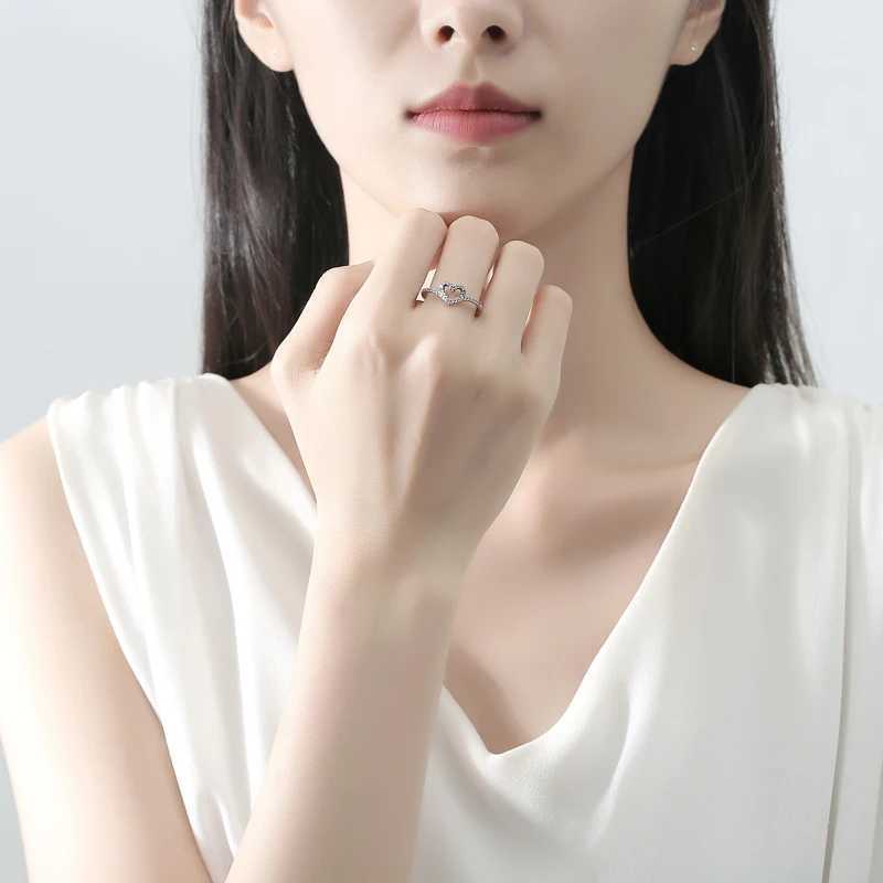 Original 925 Sterling Silver Ring bone Heart Crystal Rose Gold Rings For Women Wedding Engagement Birtay Gift JewelryXJ250514