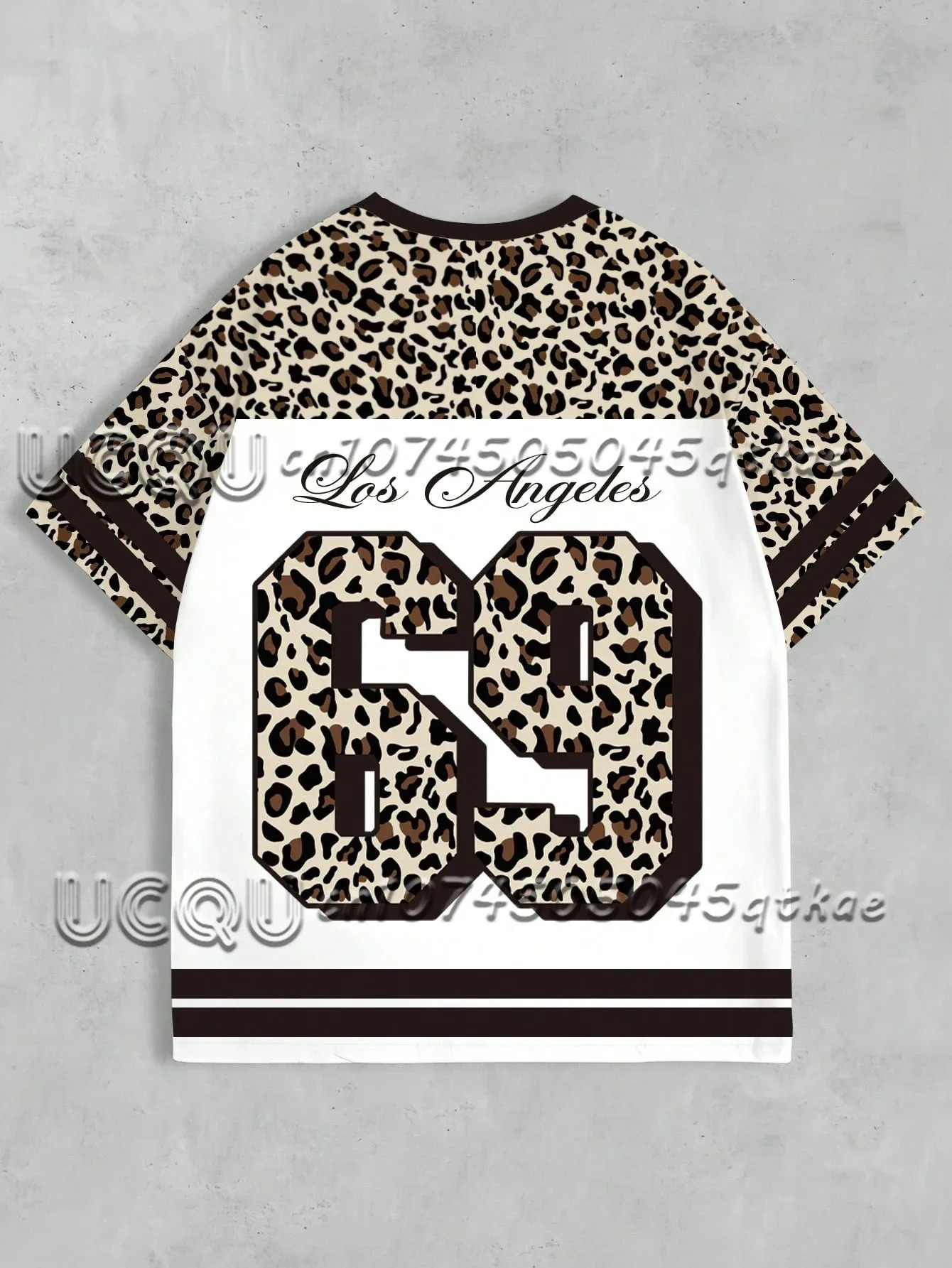 Y2K Womens Leopard Print Digital Printed Sports Jersey TShirt Round Neck Loose Short Sleeved Fashionable Niche Casual Top 250514
