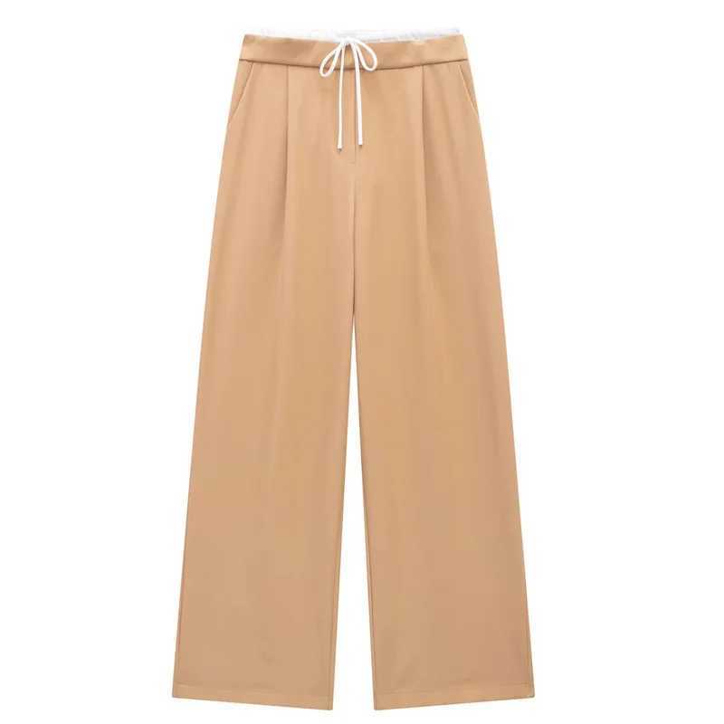 TRAF Womens Pants Baggy Wide Pants Woman Office Wear Pleats Black Pants For Women Autumn Casual High Waist Formal Trousers M250514