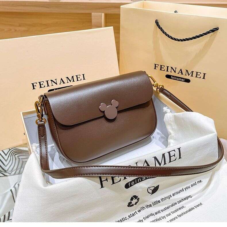 Genuine leather 2025 new high-end niche tofu small square crossbody women's fluffy armpit bag