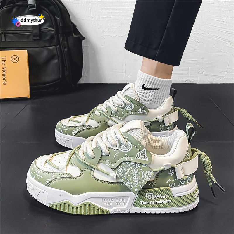Men's 2025 new spring versatile casual board shoes, men's niche thick soled sports dad trendy shoes ddmythur