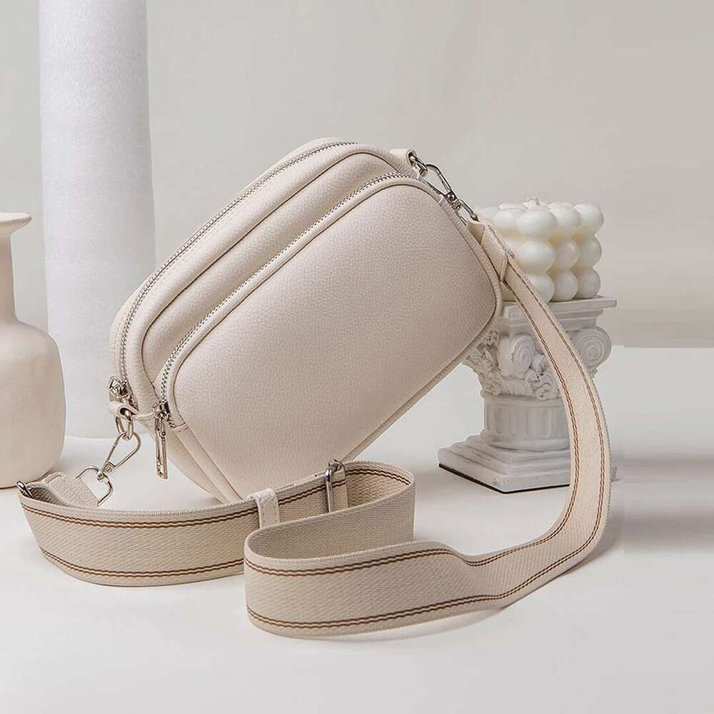 New Lychee Pattern Square Comfortable Weaving Style Wide Strap Small Single Shoulder Crossbody Bag