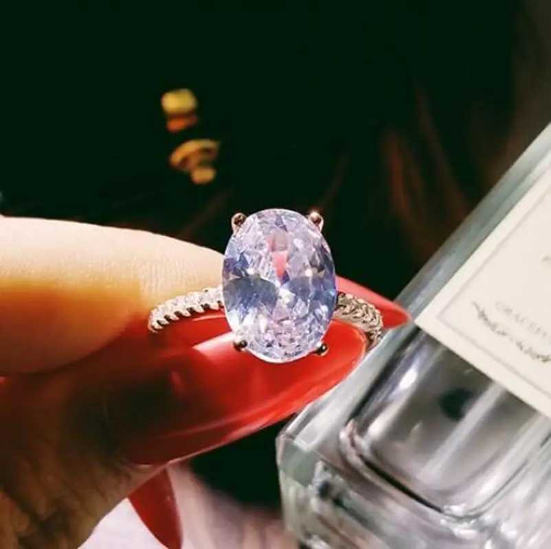 Female Fine ring 925 Sterling silver oval cut 5ct AAAAA Cz stone Engagement Wedding Band Rings for women Bridal Party JewelryXJ250514
