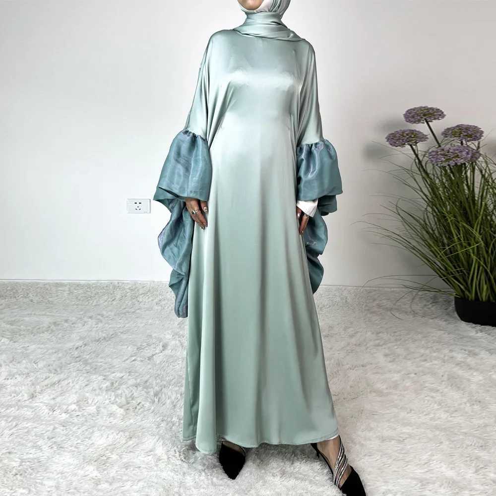 2025 New Ruffle Slve Abaya Dubai Luxury Evening Dress Muslim Women Turkey Kaftan Islam Jalabiya Caftan Marocain Femme Vestidos X250514