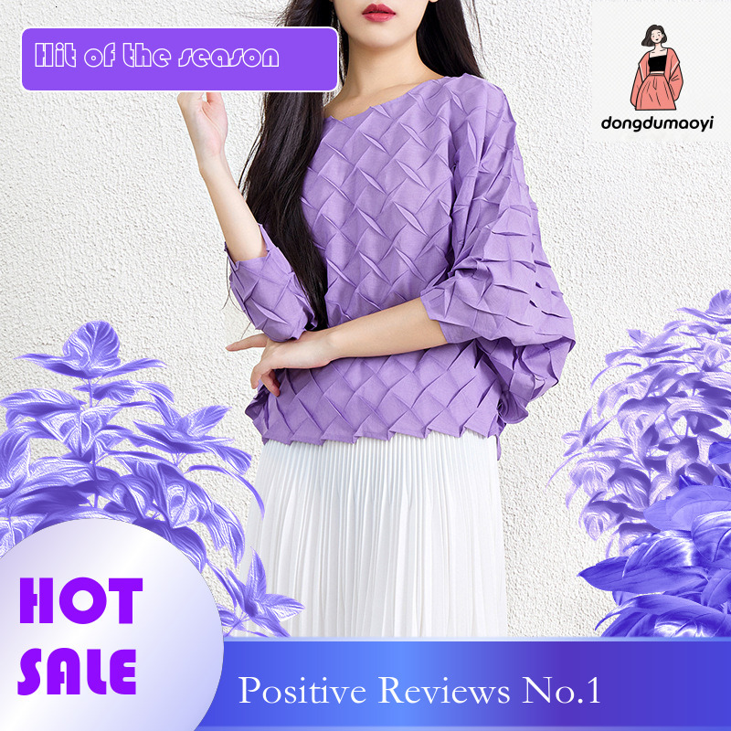 dongdumaoyi Bat loose oversized slimming pullover for autumn luxury, three bedroom seven quarter sleeve round neck top, t-shirt, women's