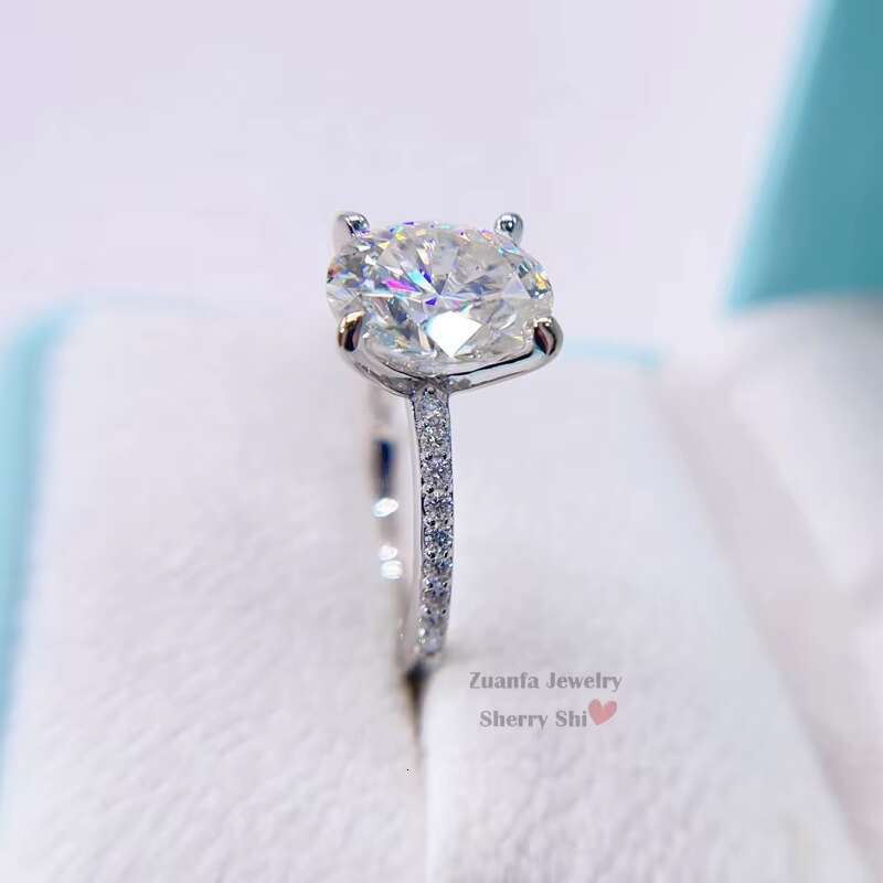 Iced Out Band VVS Gra Certificated Solid Silver Engagement Wedding Women Moissanite Ring 5CT