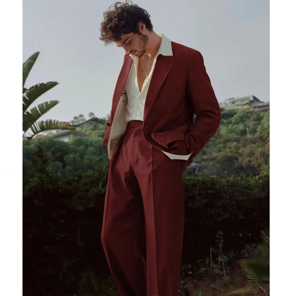 2024 Classic Mens Jacket Pants Single Chest French Serge Two Piece Business Casual Clothing 250506