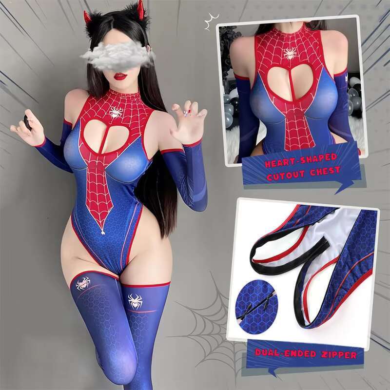 Spider Bodysuit Costume Set For Sexy Underwear Woman Uniform Onesie