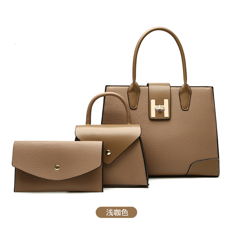 Designer Pack New Large Capacity Women S Multi Piece Set Handheld Single Shoulder Diagonal Cross Lychee Pattern Mother And Child Bag Free Shipping
