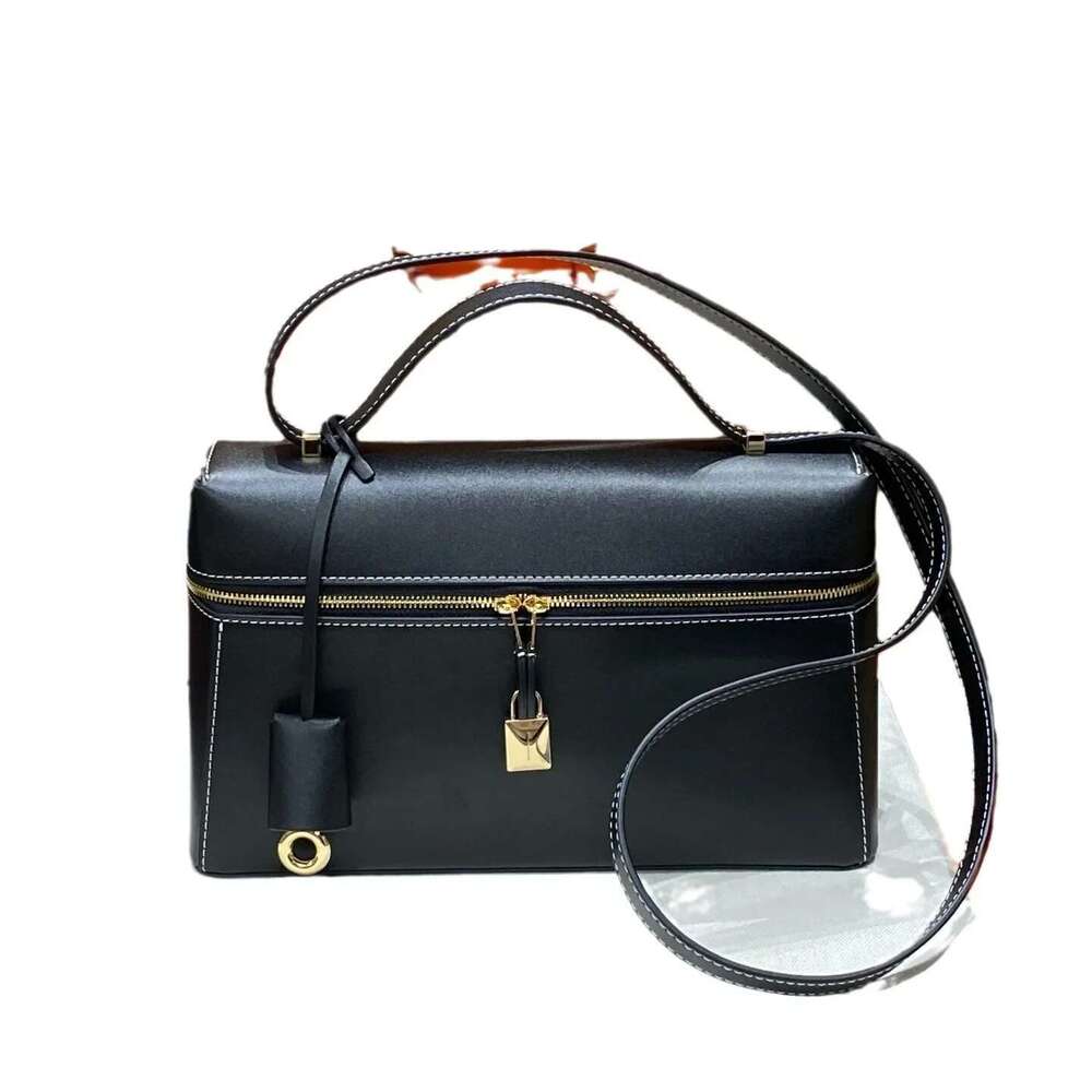 2024 New Large Size Genuine Leather Rice Box Handbag Women's Single Shoulder Slant Crossbody Handheld Bag