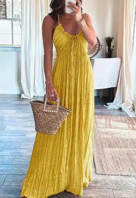 2023 Fashion Sexy New Summer Casual Sexy Suspenders Loose Long Dress Female Clothing OutfitsXJ250514