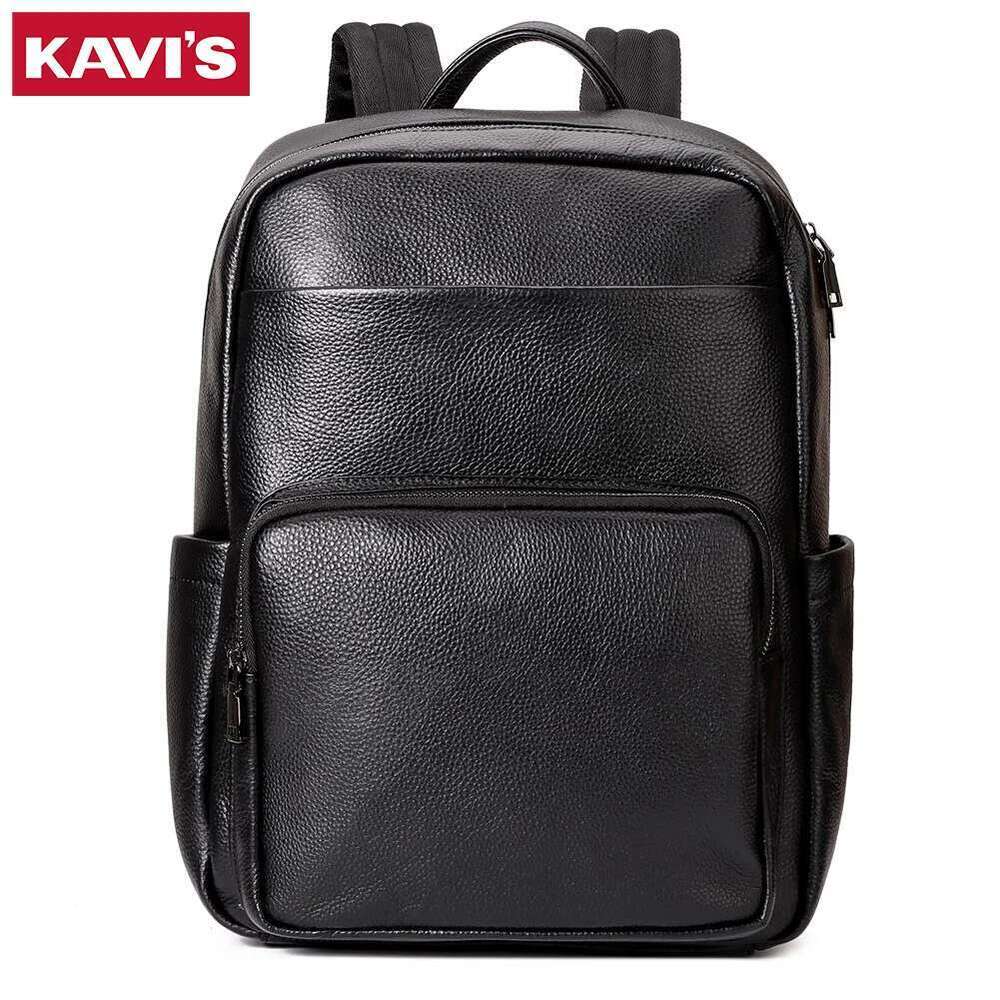 KAVIS Genuine Leather Fashion Schoolbag For Men Teenager Boys Travel Bag Male Laptop Backpack Messenger Bags