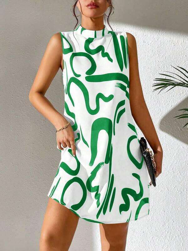Women Clothes Dress New Women S Fashion Printed Round Neck Sleeveless Dress KQ