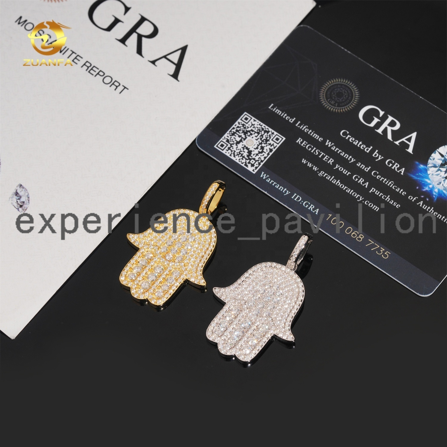Hip Hop Fashion Rapper Charm 925 Sterling Silver Iced Out Diamond Moissanite Hamsa Hand Pendant